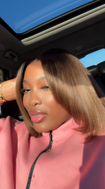 7x5 Chestnut Brown Ombre Yaki Straight Bob Wig Pre-Bleached Natural Looking Glueless Wig