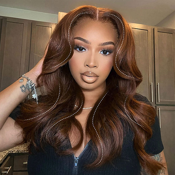 Glueless Chocolate Brown Layered Cut Face Framing Body Wave Pre-Cut Lace Wear Go Wig