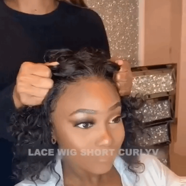 Hot Sale Glueless Short Curly Black Bob Wig