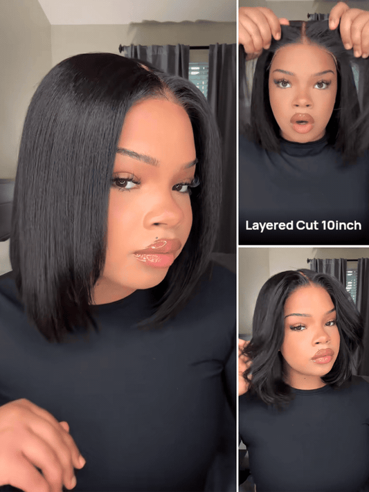 Short Yaki Straight Bob Glueless Wig