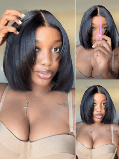 Short Yaki Straight Bob Glueless Wig