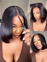 Short Yaki Straight Bob Glueless Wig
