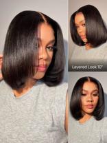 Short Yaki Straight Bob Glueless Wig