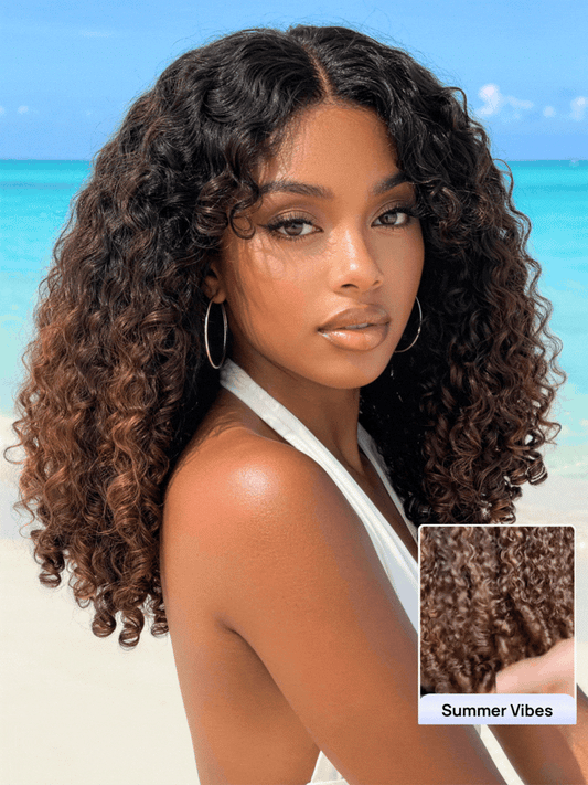Chestnut Brown Burmese Curly Glueless Wig | 7×5 Lace