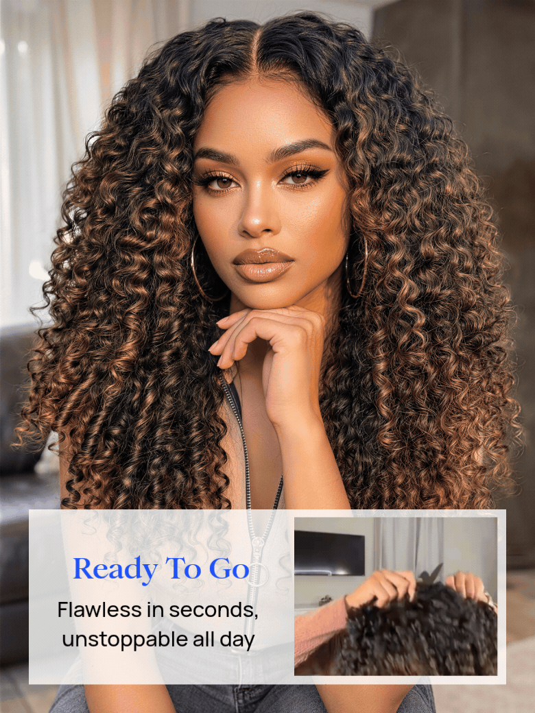 Chestnut Brown Burmese Curly Glueless Wig | 7×5 Lace